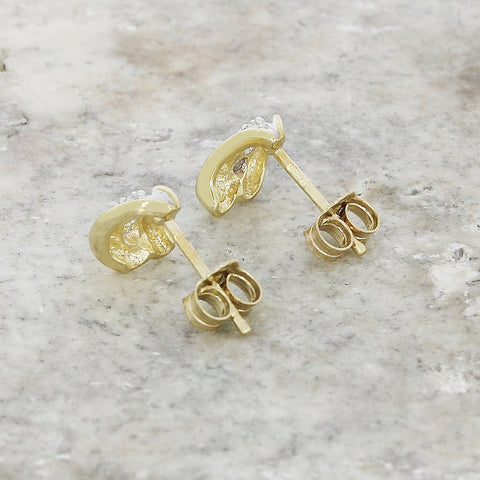 9ct Yellow Gold Diamond Stud Earrings