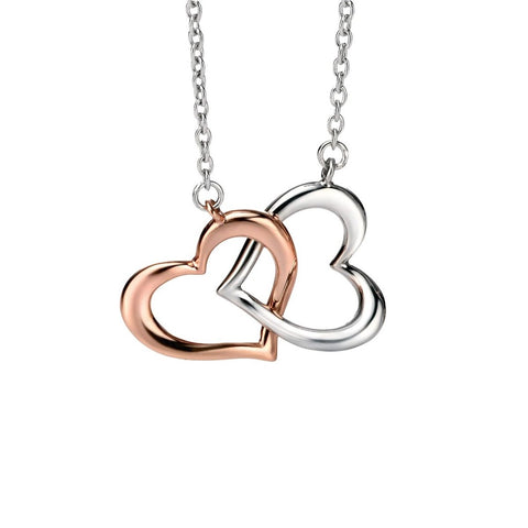 Fiorelli Silver Double Heart Necklace N3722