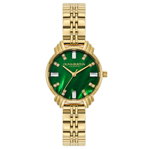 Olivia Burton Art Deco Emerald and Gold Ladies Watch OB16DC02 | H&H 