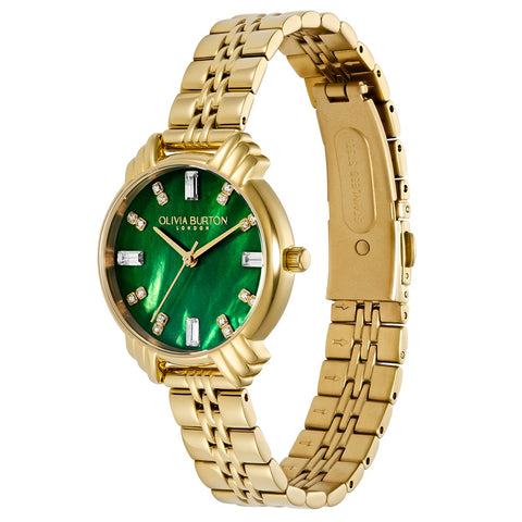 Olivia Burton Art Deco Emerald and Gold Ladies Watch OB16DC02 | H&H 
