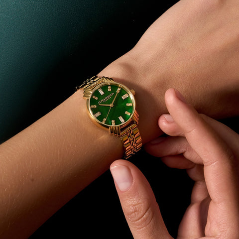 Olivia Burton Art Deco Emerald and Gold Ladies Watch OB16DC02 | H&H 