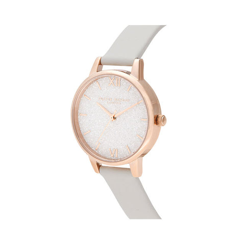 Olivia Burton Glitter Dial Rose and Blush Vegan Strap Ladies Watch OB16GD50