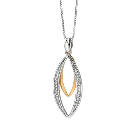 Fiorelli Silver Open Marquise Shaped Pendant & Chain P3953C