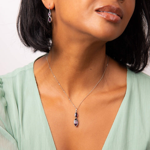 Fiorelli Silver Amethyst Crystal Necklace P4799M