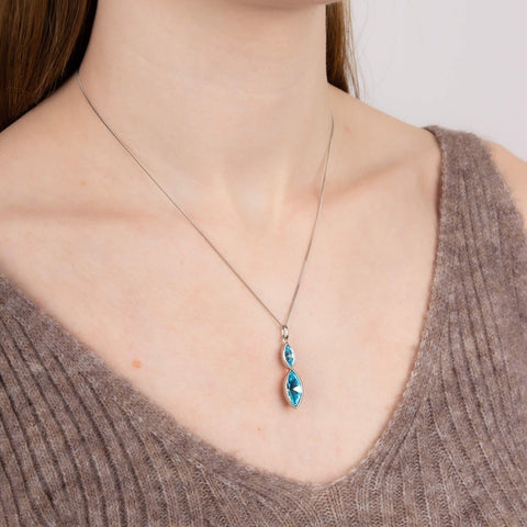 Fiorelli Silver Aqua Crystal Necklace P4800A