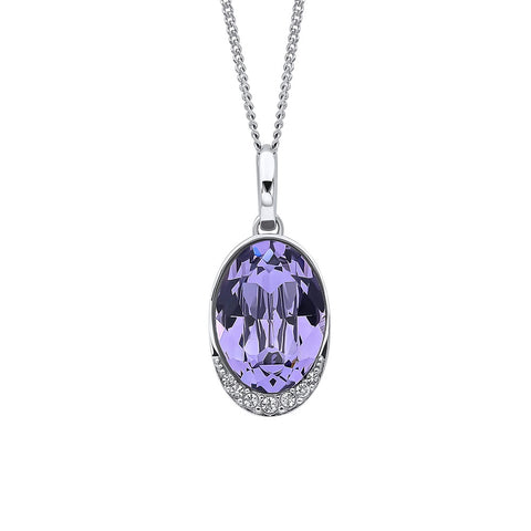 Fiorelli Silver Purple Crystal Pendant & Chain P5328M