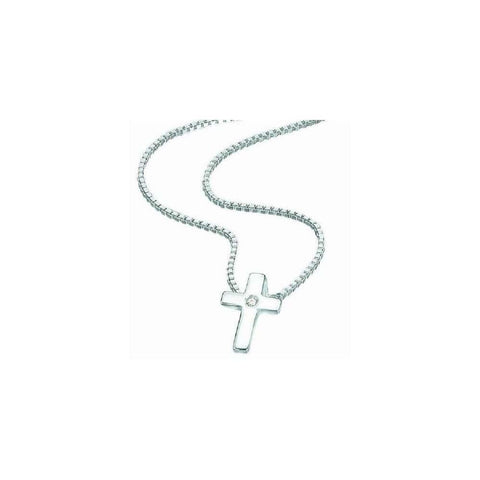 D for Diamond Sterling Silver Childrens Cross and Chain P800