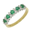 18ct Yellow Gold 0.24ct Diamond & Emerald Half Eternity Ring