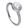 Diamonfire Sterling Silver Cubic Zirconia Round Halo Ring R3616