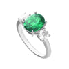 Diamonfire Sterling Silver Green Cubic Zirconia Trilogy Ring R3817