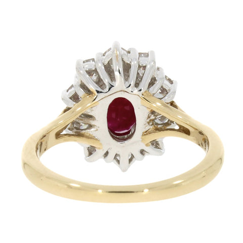 9ct Yellow Gold Ruby and 1.00ct Diamond Cluster Ring | H&H Jewellers