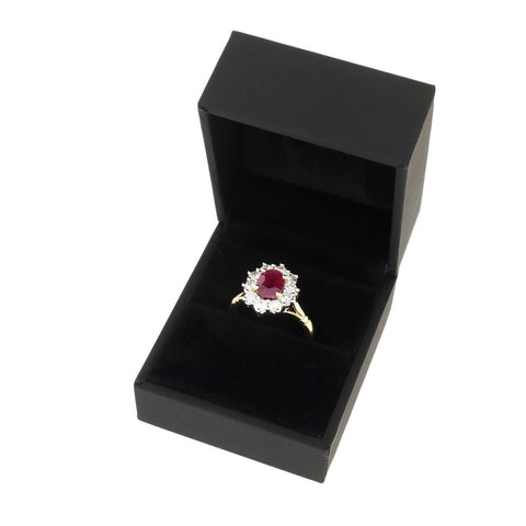 9ct Yellow Gold Ruby and 1.00ct Diamond Cluster Ring | H&H Jewellers