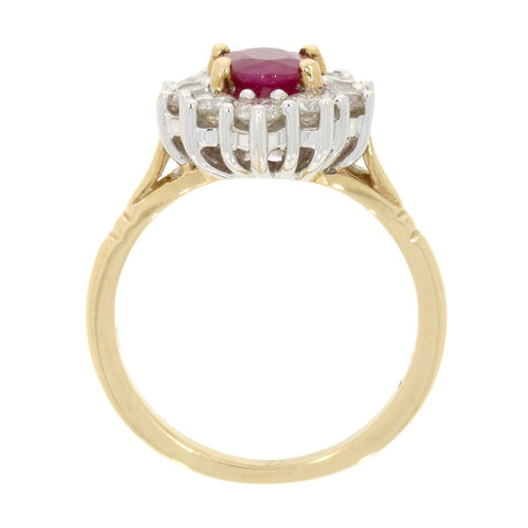 9ct Yellow Gold Ruby and 1.00ct Diamond Cluster Ring | H&H Jewellers