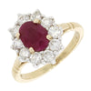 9ct Yellow Gold Ruby and 1.00ct Diamond Cluster Ring | H&H Jewellers