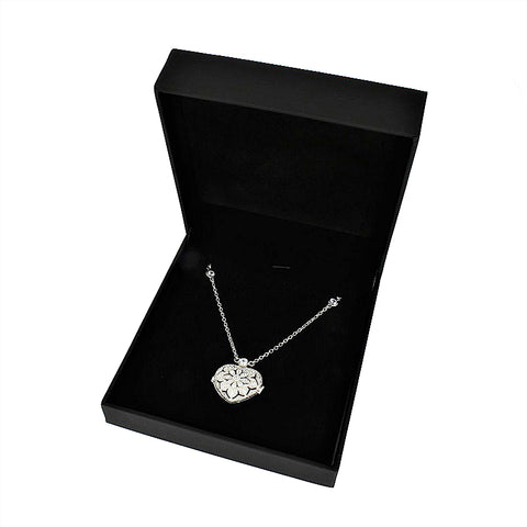 Sterling Silver Cubic Zirconia Ladies Heart Locket and Chain