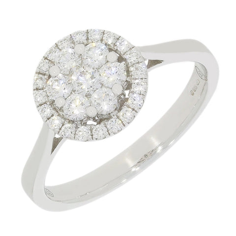 18ct White Gold 0.50ct Halo Cluster Diamond Ring