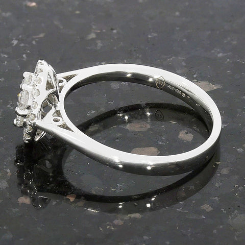 18ct White Gold 0.50ct Halo Cluster Diamond Ring | H&H Family Jewellers