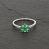 9ct White Gold Emerald And Diamond Cluster Ring | H&H Family Jewellers