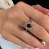 9ct Yellow Gold Sapphire and 0.80cts Diamond Cluster Ring | H&H