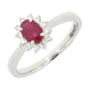 Platinum Oval Ruby and 0.20cts of Natural Diamonds Cluster Ring RC968