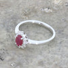 Platinum Oval Ruby and 0.20cts of Natural Diamonds Cluster Ring RC968
