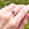Platinum Oval Ruby and 0.20cts of Natural Diamonds Cluster Ring RC968