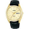 Lorus Gold Dial Black Leather Strap Automatic Mens Watch RL436CX9