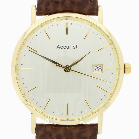 Pre Owned Accurist 18ct Gold Quartz Leather Strap Watch RW0613 | H&H