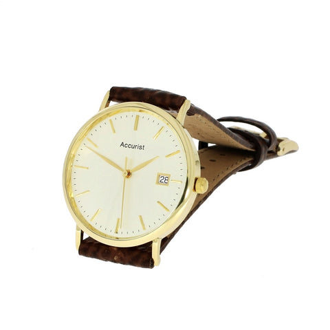 Pre Owned Accurist 18ct Gold Quartz Leather Strap Watch RW0613 | H&H