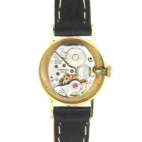 Certina 9ct Gold Leather Strap Mechanical Ladies Swiss Watch | H&H