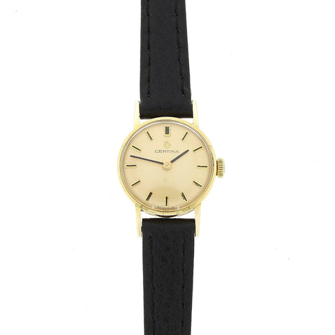 Certina 9ct Gold Leather Strap Mechanical Ladies Swiss Watch | H&H