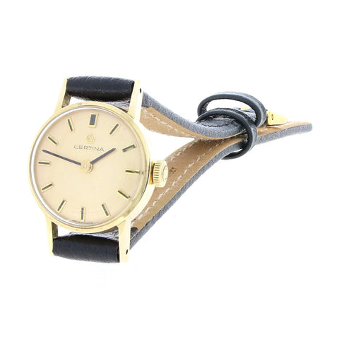 Certina 9ct Gold Leather Strap Mechanical Ladies Swiss Watch | H&H