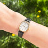 Seiko 14ct Gold Leather Strap Quartz Ladies Watch Pre Owned RW0712