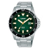 Lorus Solar Green Dial Stainless Steel Mens Watch RX305BX9
