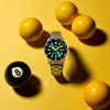 Lorus Solar Green Dial Stainless Steel Mens Watch RX305BX9