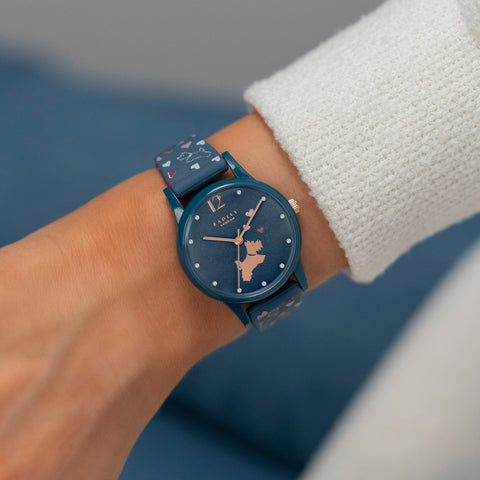 Radley Heart Print Blue Silicone Strap Ladies Watch RY21376