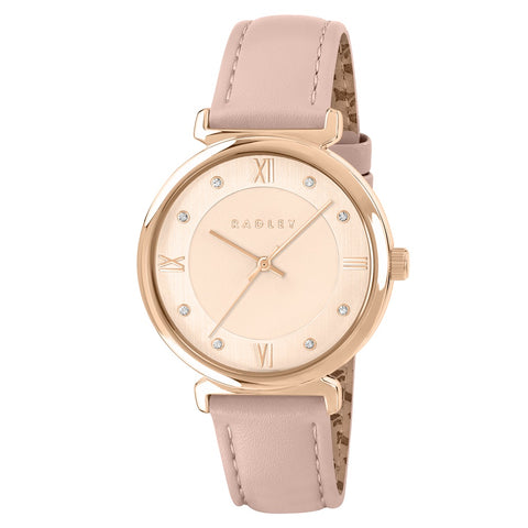 Radley Roman Crescent Pink Leather Strap Ladies Watch RY21856