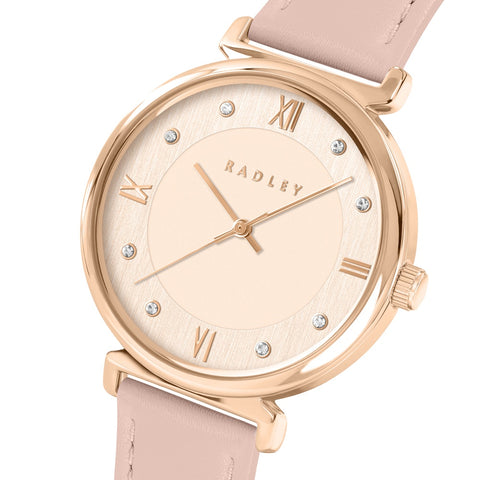 Radley Roman Crescent Pink Leather Strap Ladies Watch RY21856