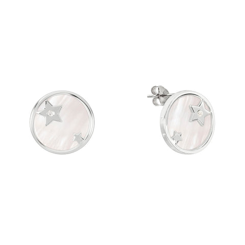 Radley Sterling Silver Mother of Pearl Diamond Disc Earrings RYJ1251