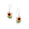 Shrieking Violet Sunflower Rectangle Drop Earrings SE01