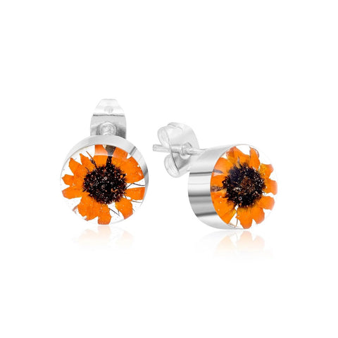 Shrieking Violet Sunflower Round Stud Earrings SE03