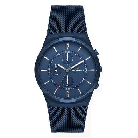 Skagen Melbye Chronograph Blue Stainless Steel Mens Watch SKW6803