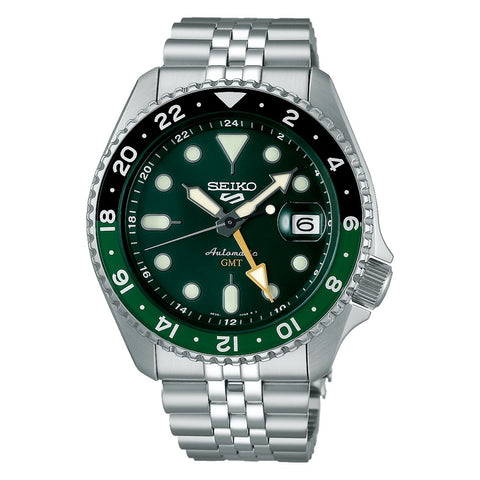 Seiko 5 Sports SKX GMT Automatic Mens Watch Bi Colour Green SSK035K1