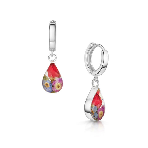 Shrieking Violet Real Flower Huggie Earrings MEH23