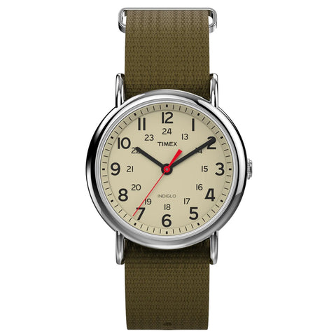 Timex Weekender Indiglo Mens T2N651 - Khaki Green Strap