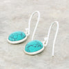 Turquoise Sterling Silver Oval Shape Drop Earrings