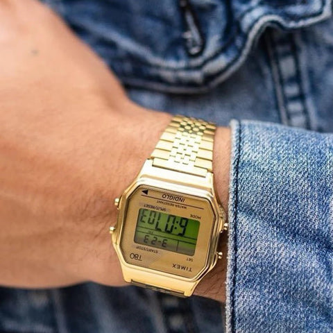 Timex T80 Retro Digital Watch TW2R79200 Gold Tone, Stainless Steel