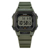 Casio Dual Time Vibration Alarm Digital Watch W-738H-3AVEF Green | H&H