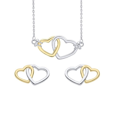 Fiorelli Silver Heart Earrings and Necklace Valentine's Gift Set