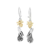 Linda MacDonald Bunny Sterling Silver and 9ct Gold Drop Earrings The Bunny and the Bee Collection DBUNB